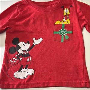 Disney Red Mickey Mouse & Pluto Kids Shirt